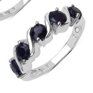 Sterling silver 925 Ring with Sapphires 5 stones $250